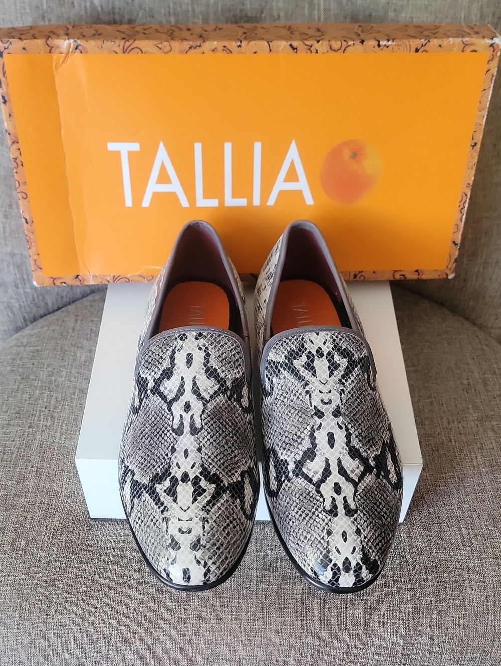 TALLIA grey and black white 10 slip-on loafers for men